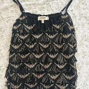 Porridge Black and Gold Sequin Camisole Top